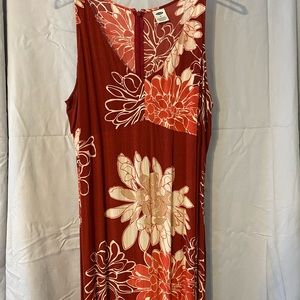 Rust, cream and tan flowered summer dress